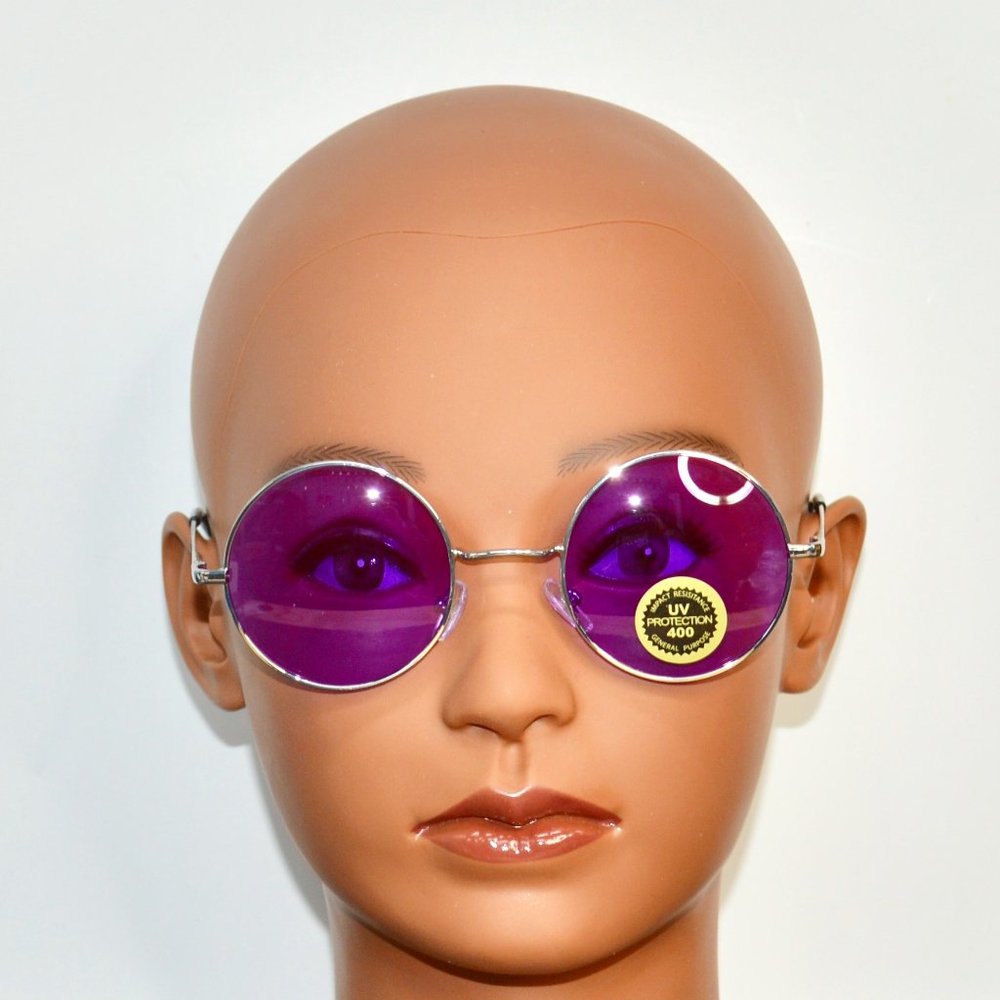 Vintage Style Purple Round Retro Sunglasses NWT